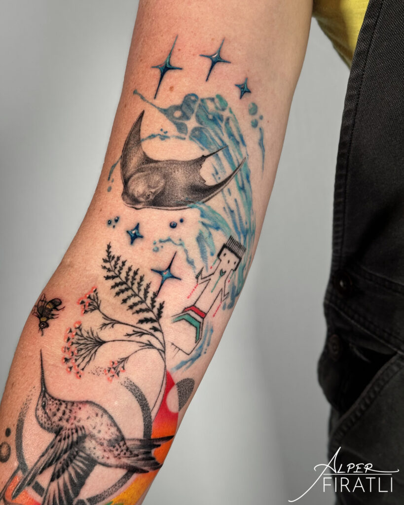 Color nature Navajo sleeve - abstract, realism tattoo